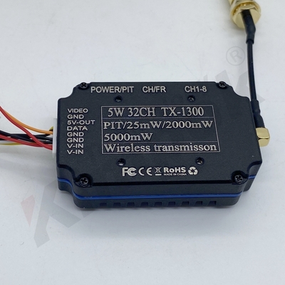 5W Hochleistungs-1,3-GHz-32CH-24,5g-Ultraleicht-FPV-Sender für Hochgeschwindigkeits-Drohnenrennen, große Reichweite, Bildübertragung mit geringer Latenz